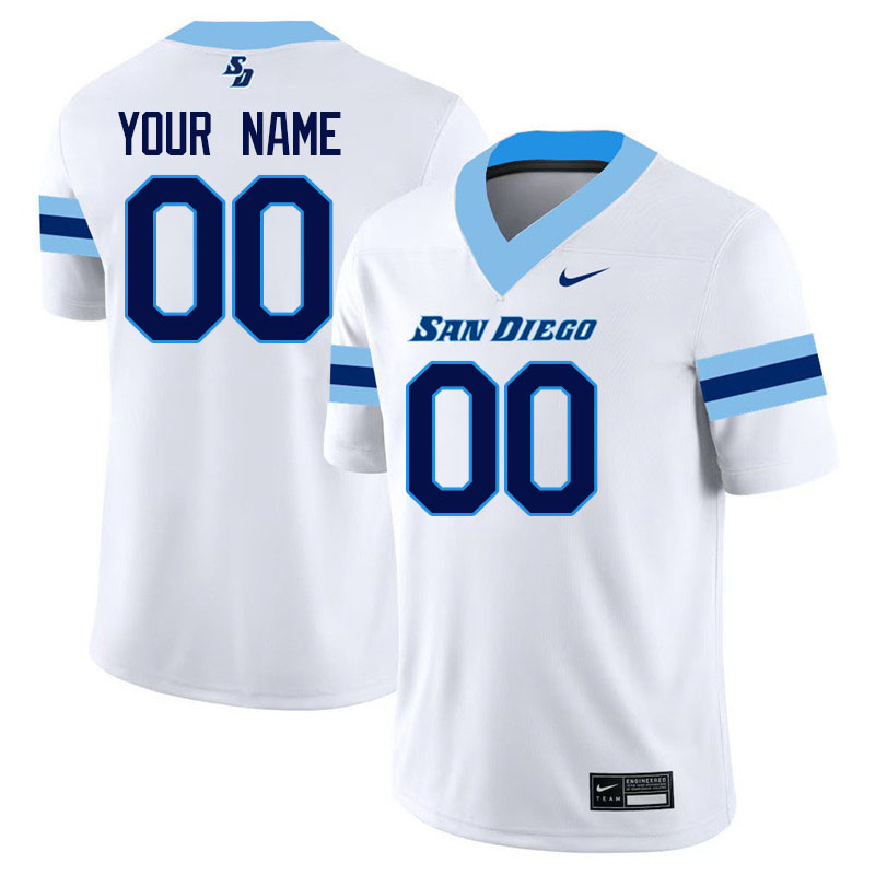 Custom San Diego Toreros Name And Number Football Jerseys-White
